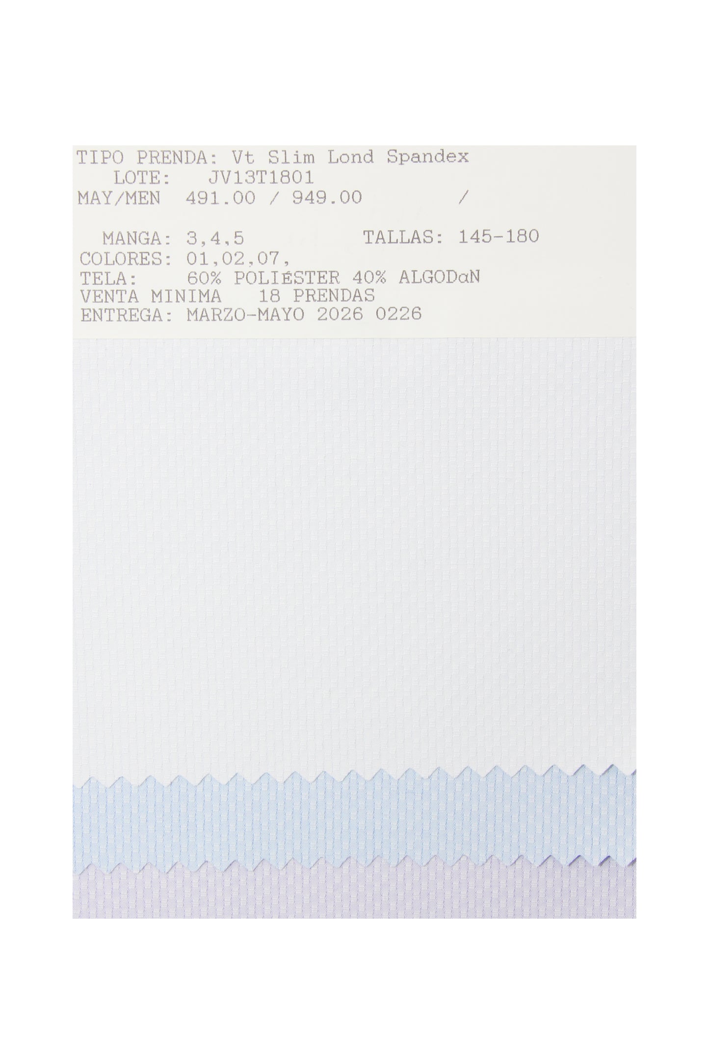 JV13T1801 Vt Slim Lond Spandex